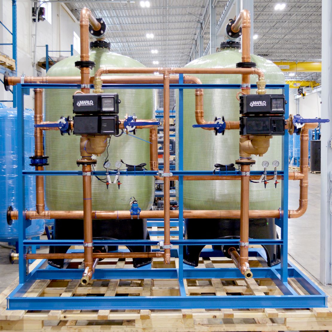 MARLO Duplex Copper-Piped Water Softener Skid